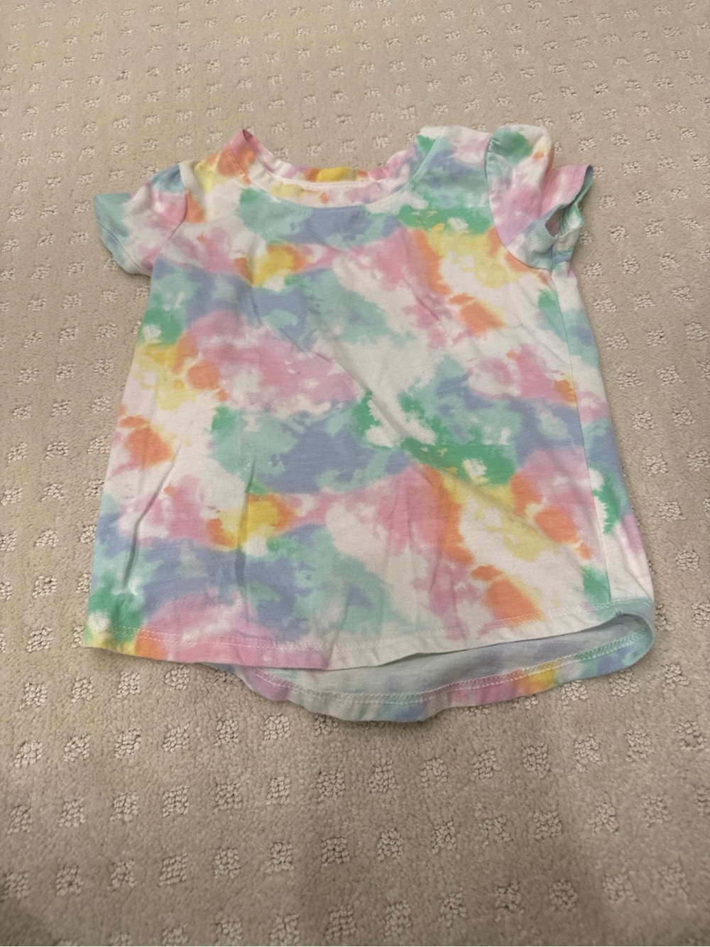Cat & Jack Girls Pastel Tie Dye Flutter Sleeve Top Size 5T